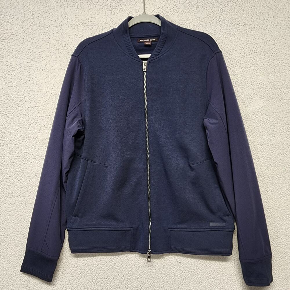 Michael Kors Mens Bomber Jacket Size M Blue Lightweight Full Zip MK Logo